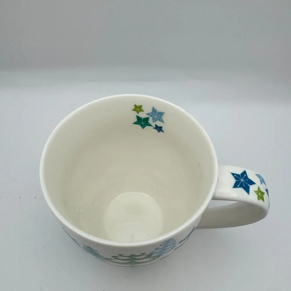 2006 Starbucks Holiday Coffee Mug Christmas Trees Snowflakes 17oz Vintage